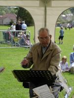Mr Eccles conducting the band at Hampsthwaite Feast, 20th July 2008 - click for full size image